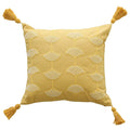 Square Throw Pillow Embroidered Fan & Tassels Removable Cotton-Blend Cover