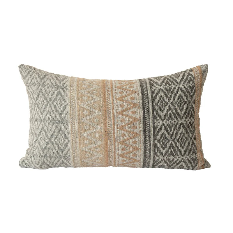 Square Throw Pillow Jacquard Woven Bouclé Concealed Zipper