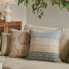 Square Throw Pillow Jacquard Woven Bouclé Concealed Zipper