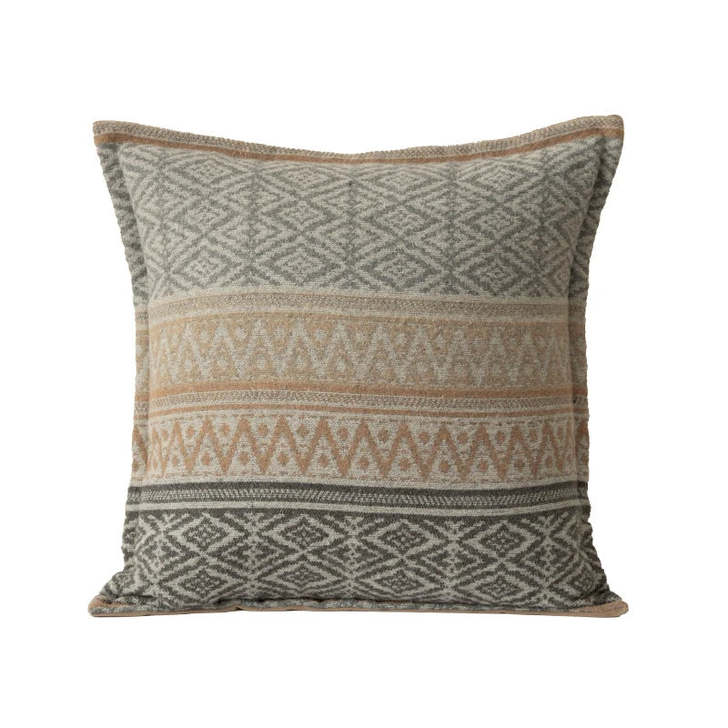Square Throw Pillow Jacquard Woven Bouclé Concealed Zipper