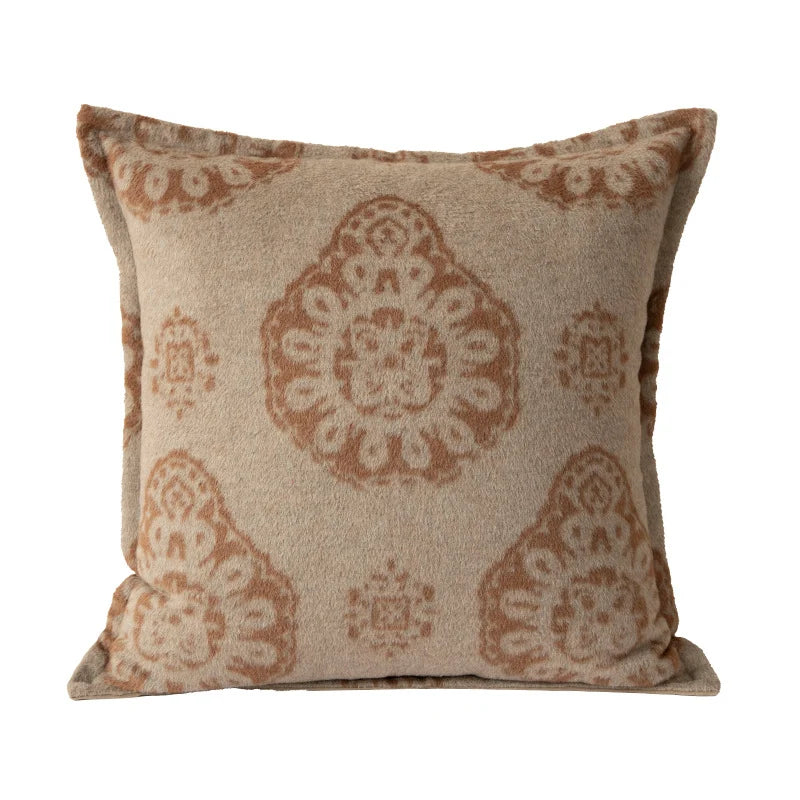 Square Throw Pillow Jacquard Woven Bouclé Concealed Zipper
