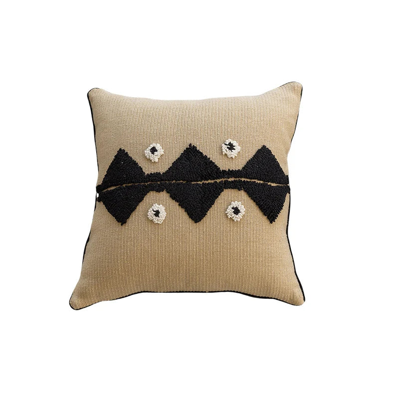 Square Throw Pillow Knitted Tufted Diamond Motif 18 Inch