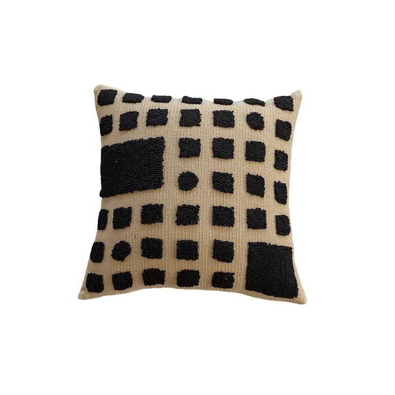 Square Throw Pillow Knitted Tufted Diamond Motif 18 Inch