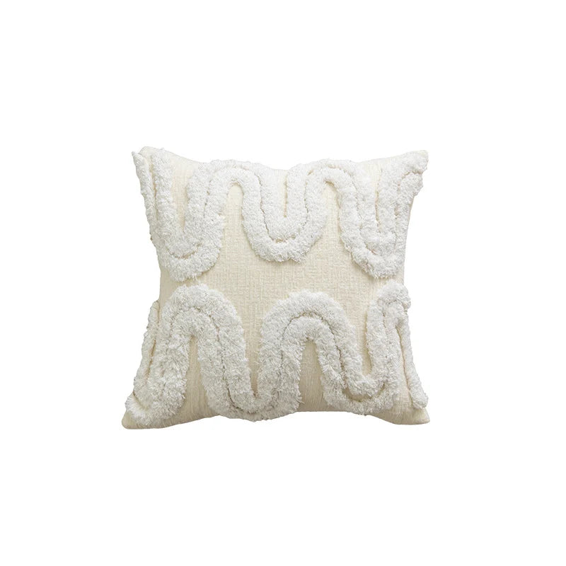 Square Throw Pillow Plush Velvet Pom-Pom Fringe Removable Insert
