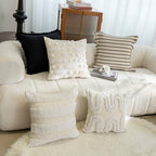 Square Throw Pillow Plush Velvet Pom-Pom Fringe Removable Insert