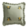 Square Throw Pillow Ruffled Edge Embroidered Flowers Removable Cover