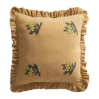 Square Throw Pillow Ruffled Edge Embroidered Flowers Removable Cover