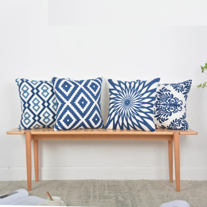 Square Throw Pillow Woven Cotton Geometric Insert Included