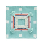 Square Throw Pillow Woven Diamond Pom-Poms & Tassels