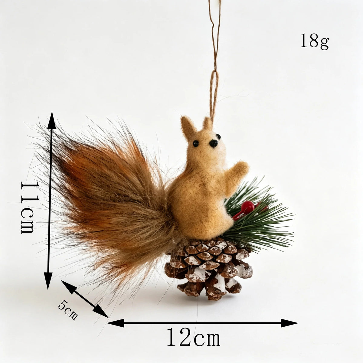Squirrel Figurine Handcrafted Felt & Wood Lifelike