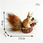 Squirrel Figurine Handcrafted Felt & Wood Lifelike