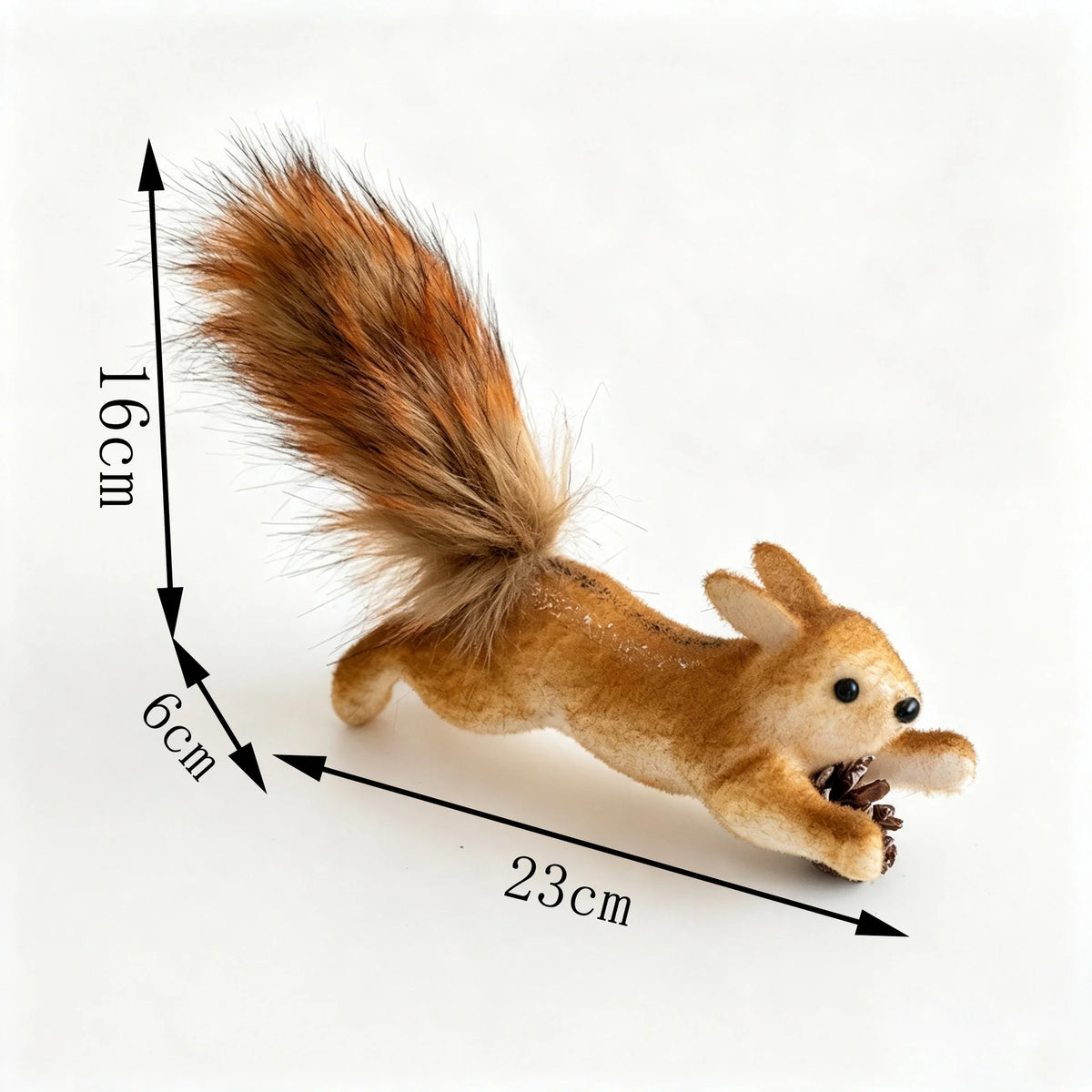 Squirrel Figurine Handcrafted Felt & Wood Lifelike