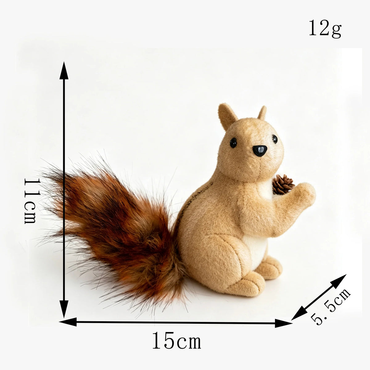 Squirrel Figurine Handcrafted Felt & Wood Lifelike