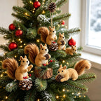 Squirrel Figurine Lifelike Handcrafted Felt & Wood