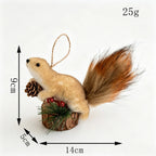 Squirrel Figurine Lifelike Handcrafted Felt & Wood