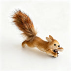 Squirrel Figurine Lifelike Handcrafted Felt & Wood