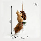 Squirrel Figurine Lifelike Handcrafted Felt & Wood