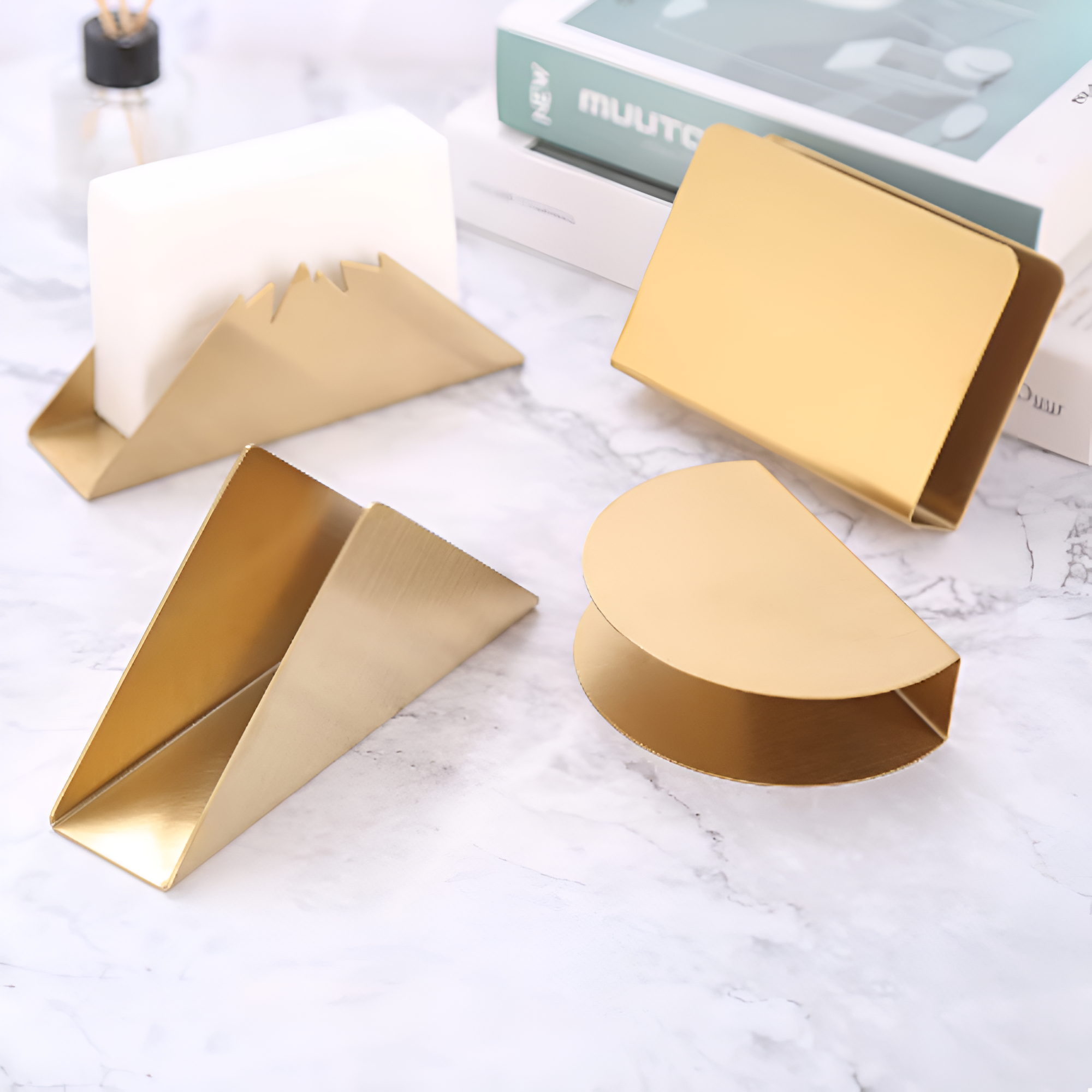 Stable Triangular Gold Metallic Napkin Holder