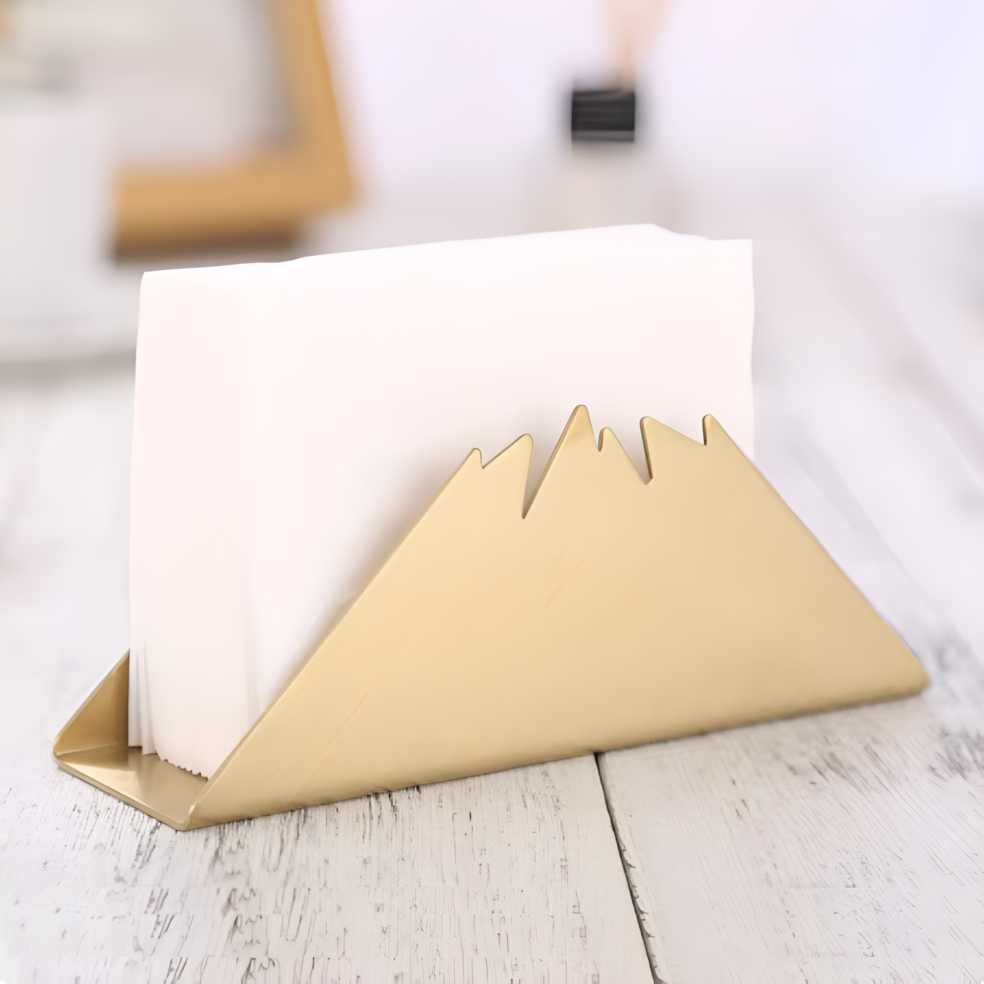 Stable Triangular Gold Metallic Napkin Holder
