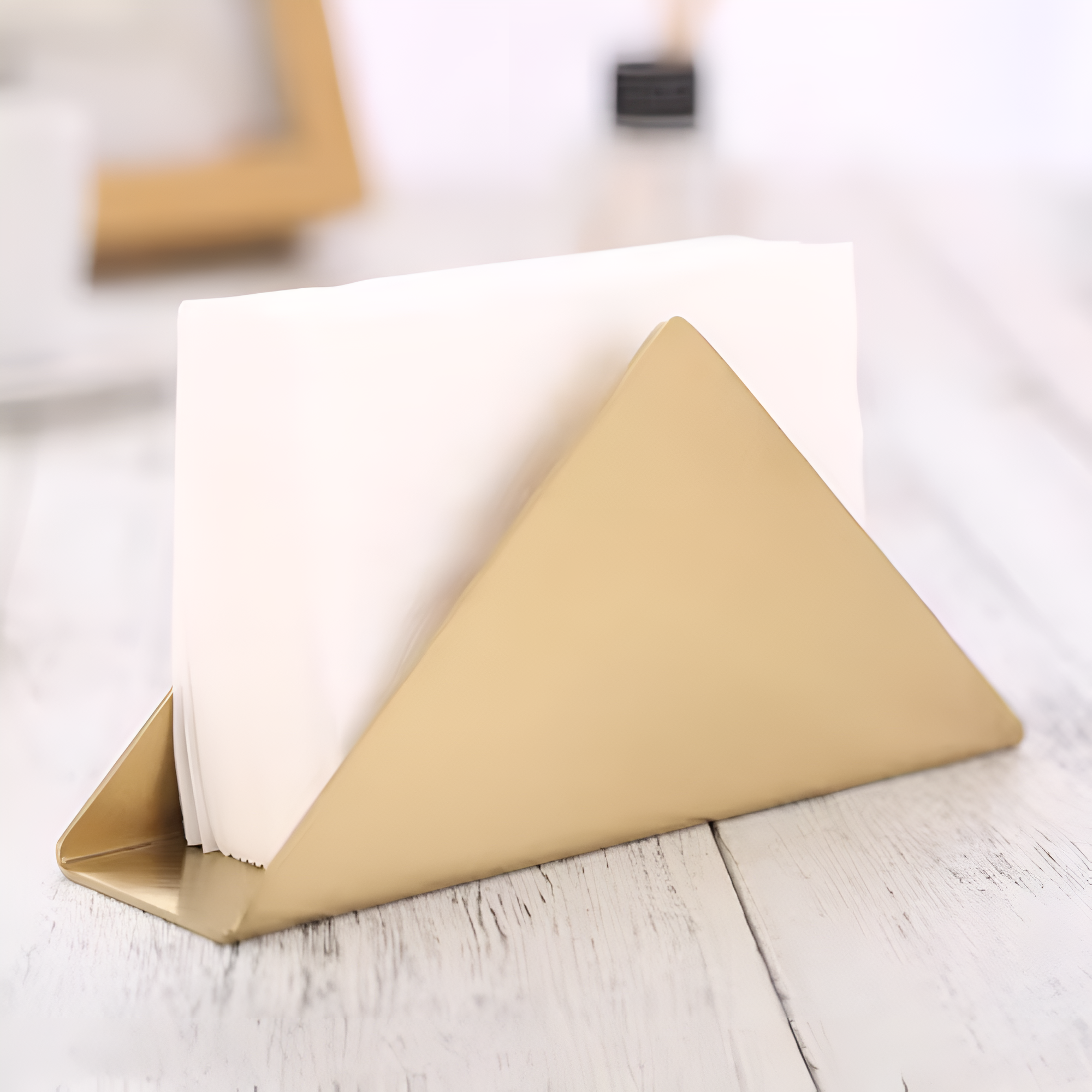 Stable Triangular Gold Metallic Napkin Holder