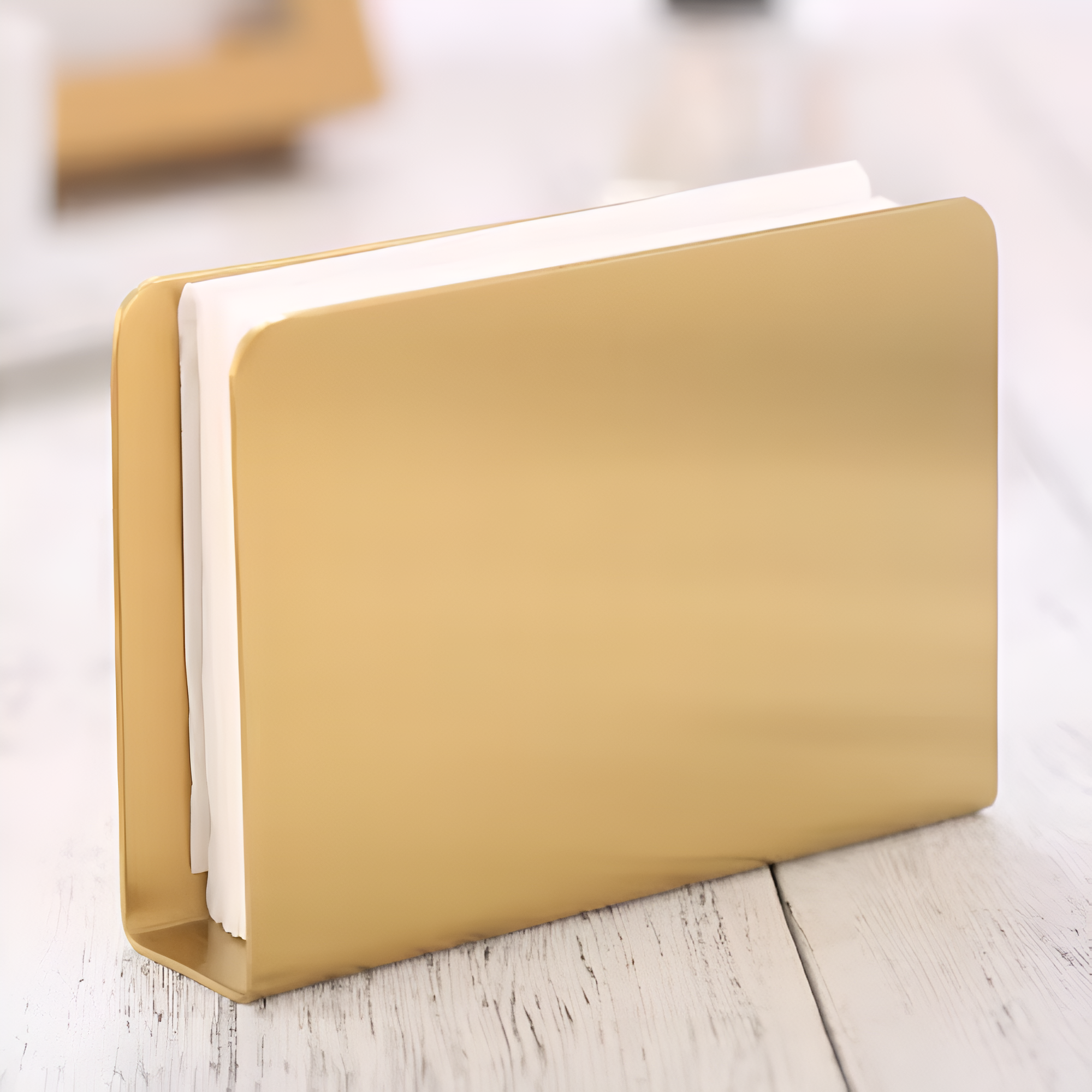 Stable Triangular Gold Metallic Napkin Holder