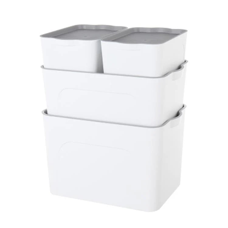 Stackable Storage Boxes Removable Lids & Molded Handles