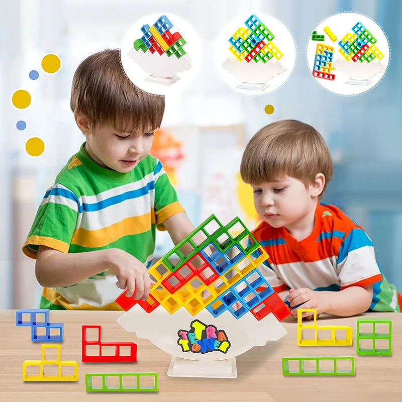 Stacking Balance Game Colorful Geometric Blocks