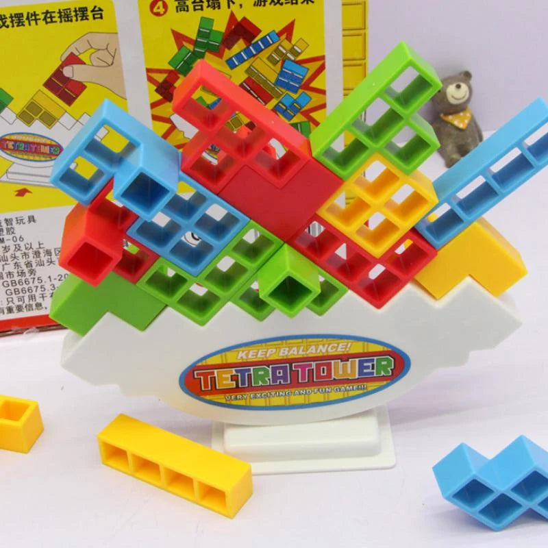 Stacking Balance Game Colorful Geometric Blocks