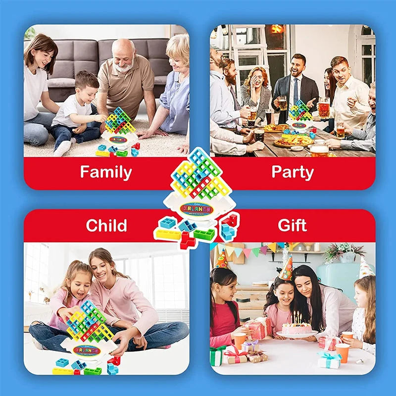 Stacking Balance Game Colorful Geometric Blocks