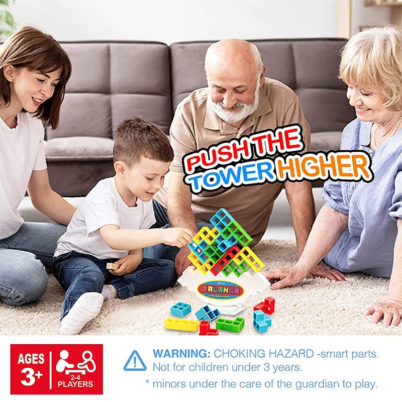Stacking Balance Game Colorful Geometric Blocks