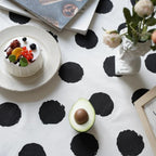 Stain-Resistant Machine Washable Microfiber Tablecloth (Polka Dot Tassel Edge)