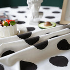 Stain-Resistant Machine Washable Microfiber Tablecloth (Polka Dot Tassel Edge)