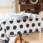 Stain-Resistant Machine Washable Microfiber Tablecloth (Polka Dot Tassel Edge)