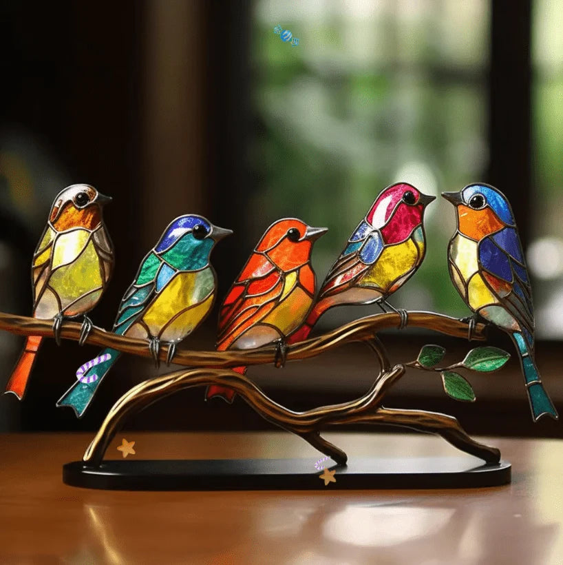 Stained Glass Bird Decoration Handcrafted Art Glass