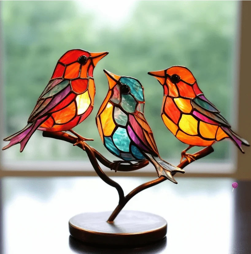 Stained Glass Bird Decoration Handcrafted Art Glass