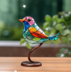 Stained Glass Bird Decoration Handcrafted Art Glass