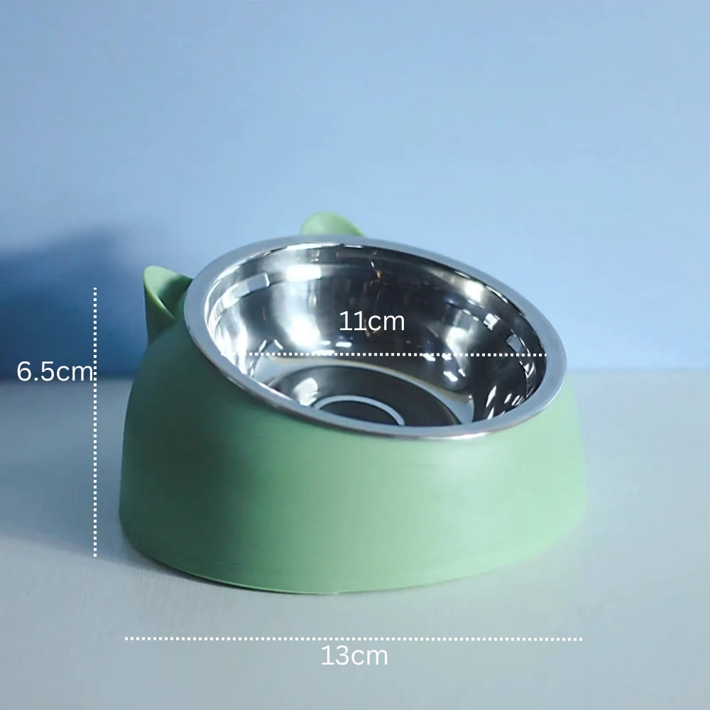 Stainless Steel 15° Tilted Cat Bowl (Non-Slip Base)