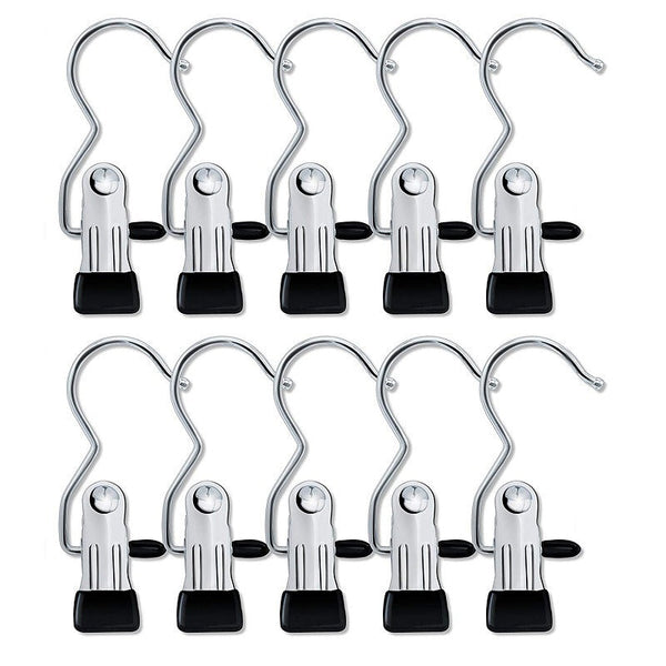 Stainless Steel 360° Rotating Closet Clips (Anti-Slip Tips)