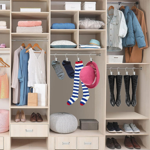Stainless Steel 360° Rotating Closet Clips (Anti-Slip Tips)