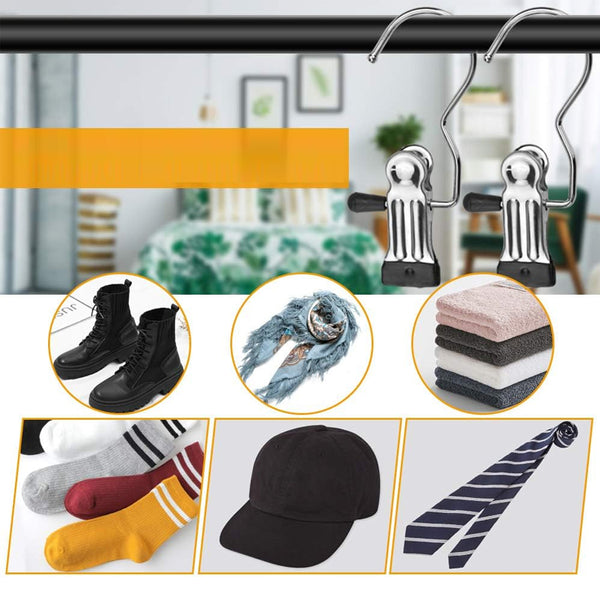 Stainless Steel 360° Rotating Closet Clips (Anti-Slip Tips)