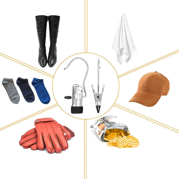 Stainless Steel 360° Rotating Closet Clips (Anti-Slip Tips)