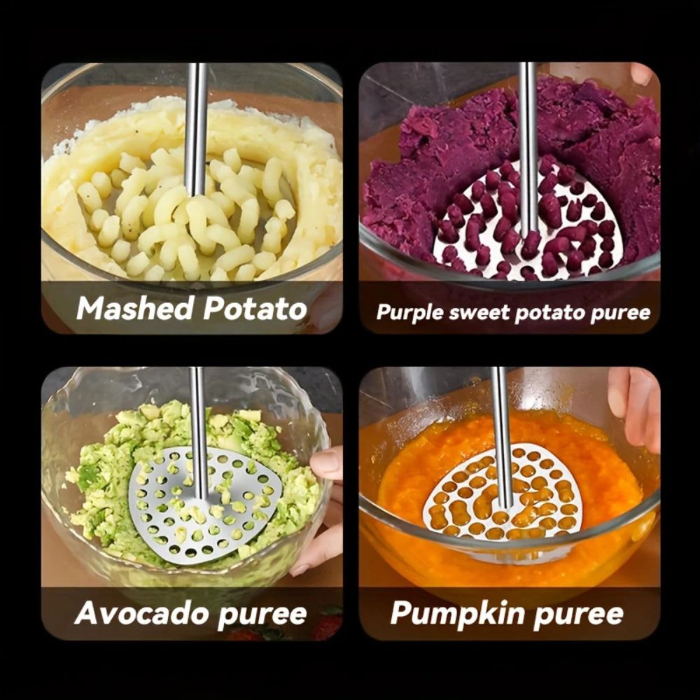 Stainless Steel Ergonomic Wide-Plate Potato Masher