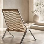 Stainless Steel Frame & Woven Rope Accent Chair (Indoor/Outdoor)