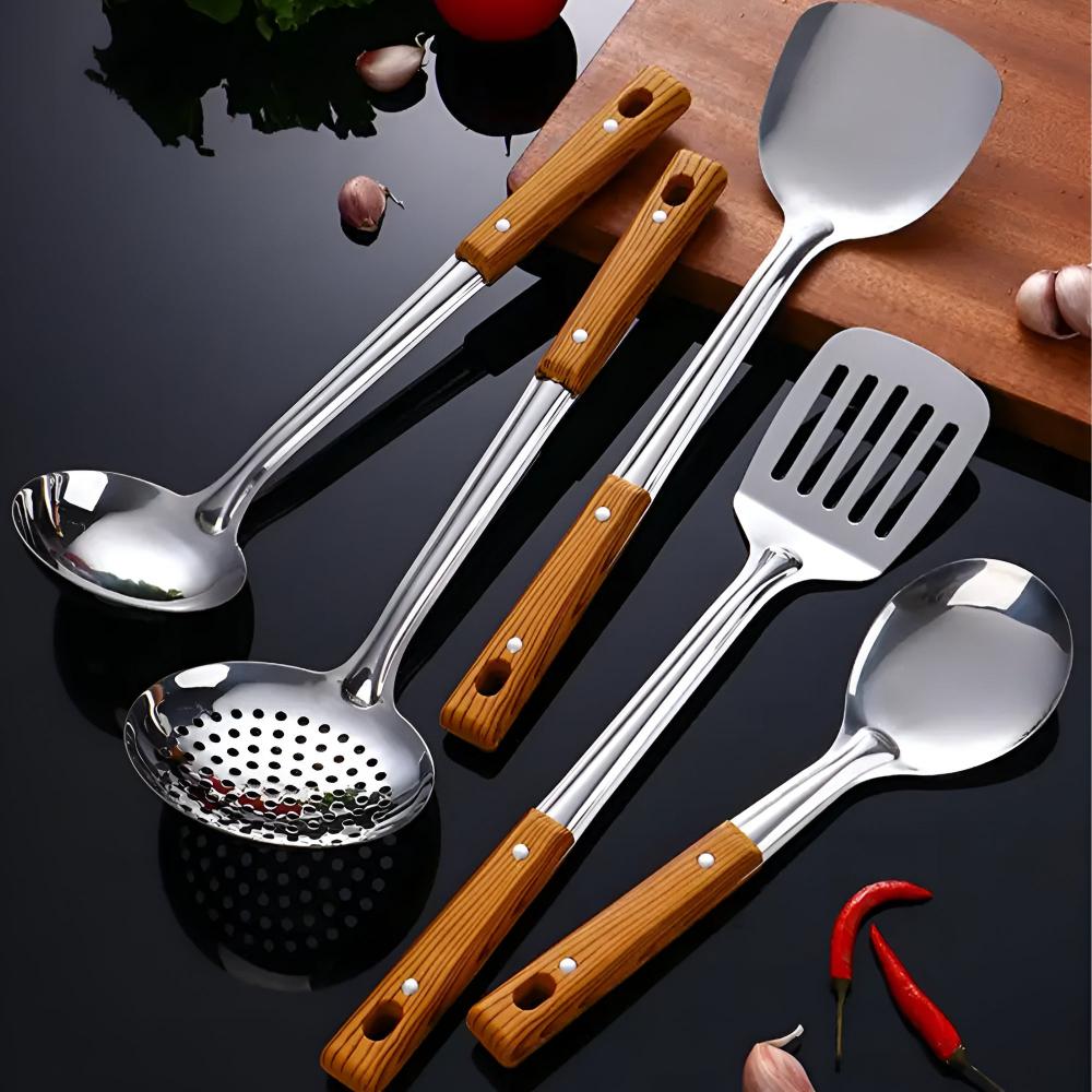 Stainless Steel Heat-Resistant Non-Slip Utensil Set (Set of 5)