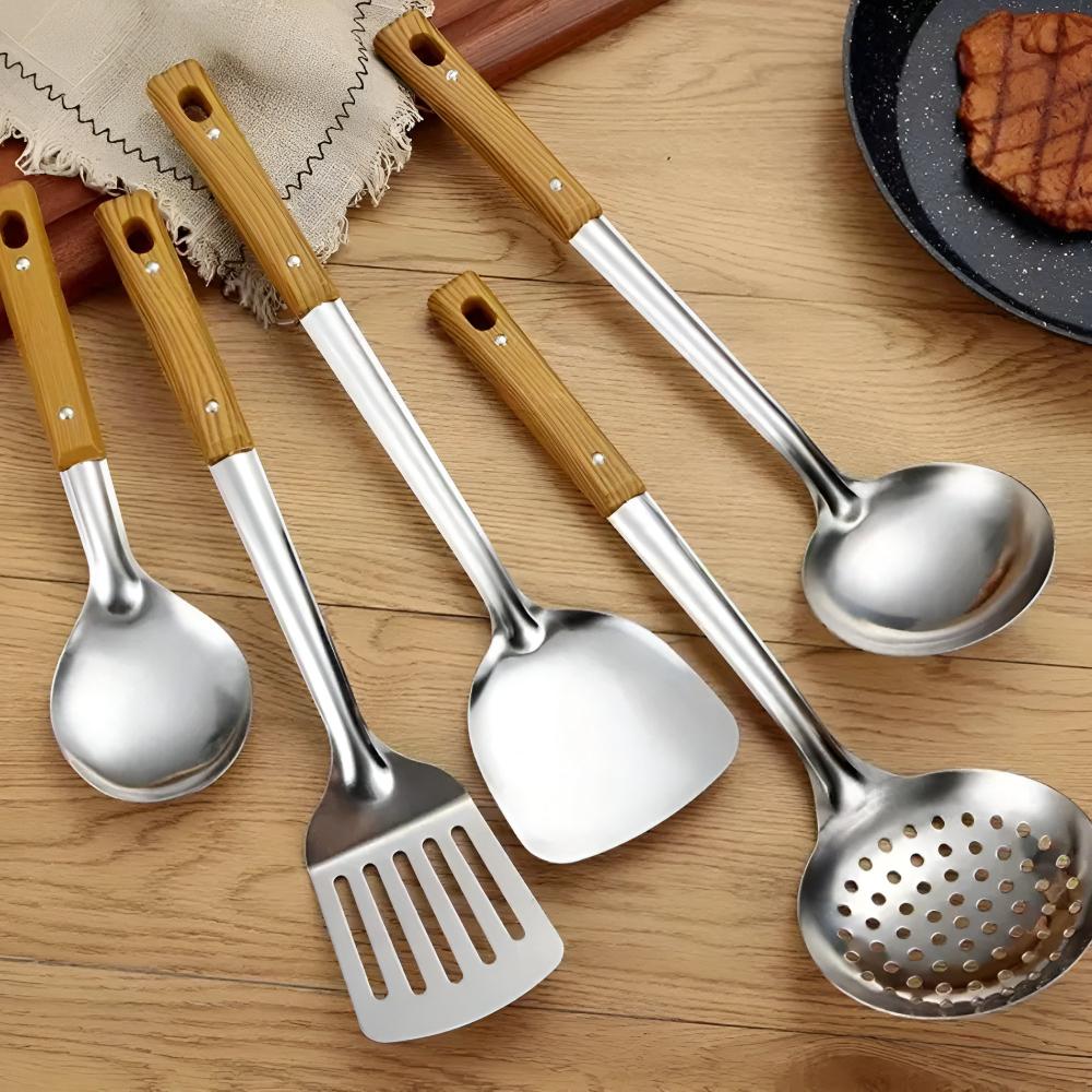 Stainless Steel Heat-Resistant Non-Slip Utensil Set (Set of 5)