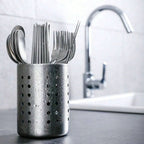 Stainless Steel Multi-Compartment Cutlery Organizer (With Drainage Tray)