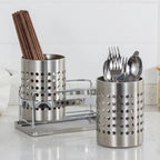 Stainless Steel Multi-Compartment Cutlery Organizer (With Drainage Tray)