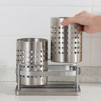 Stainless Steel Multi-Compartment Cutlery Organizer (With Drainage Tray)