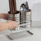 Stainless Steel Multi-Compartment Cutlery Organizer (With Drainage Tray)