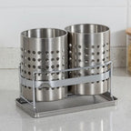 Stainless Steel Multi-Compartment Cutlery Organizer (With Drainage Tray)